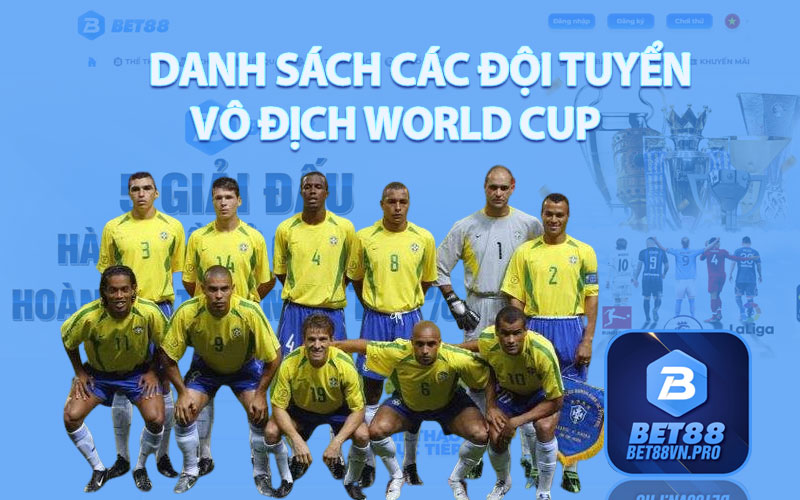 Danh Sách Các Đội Tuyển Vô Địch World Cup